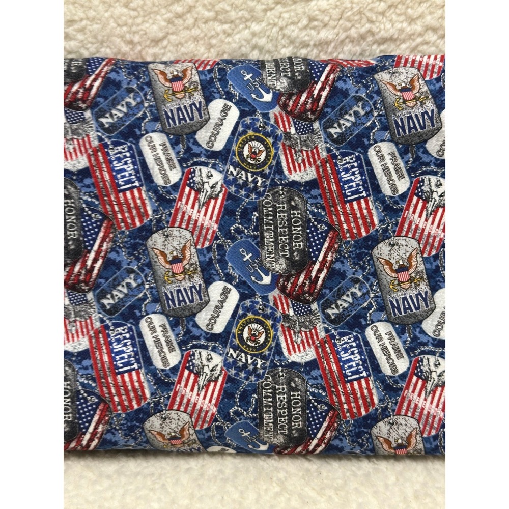 US Navy Fabric Sykel Enterprises Dog Tags Flags Blue Camo Cotton Pattern 1254